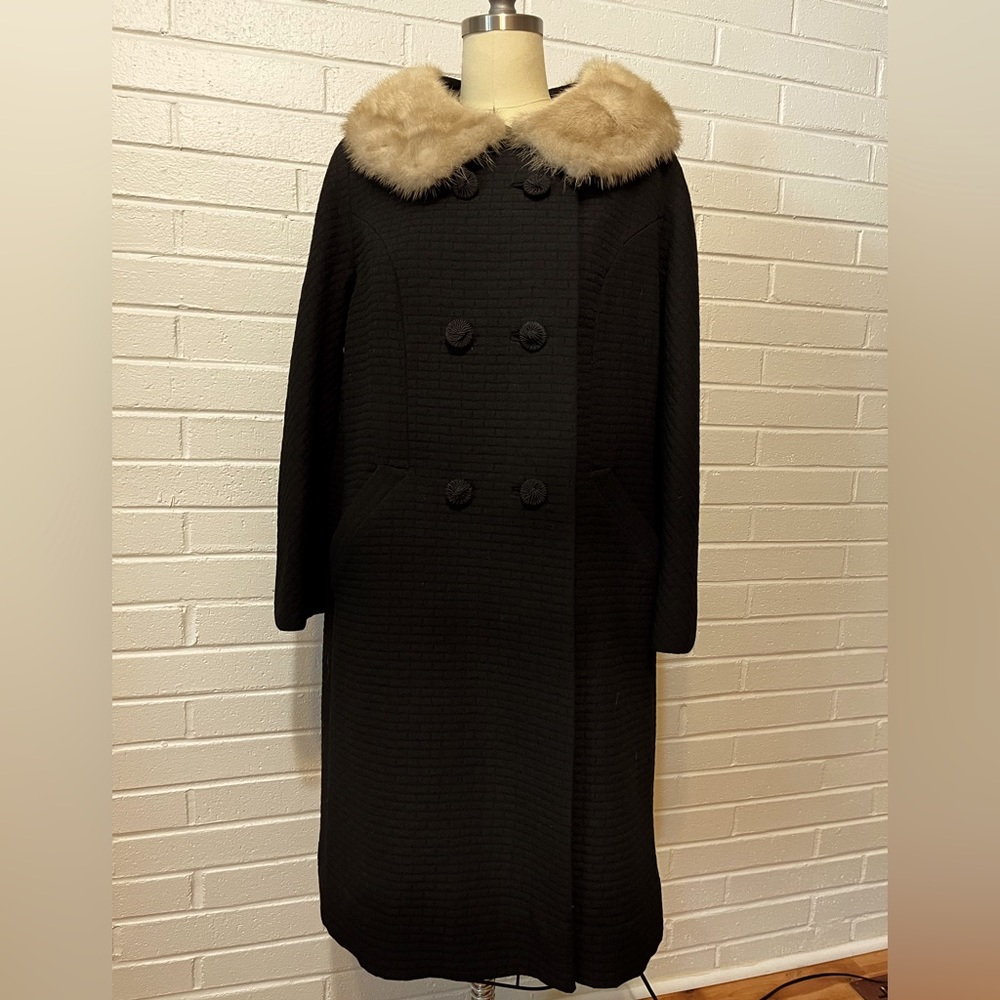 Vintage wool and fur winter coat 1950s